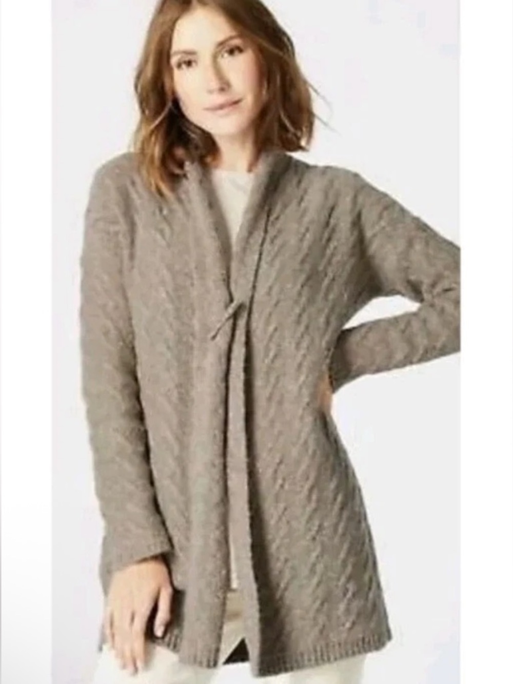 J Jill Cardigan Sweater Alpaca Blend Sweater Pin Closure Mocha Brown Oversized L